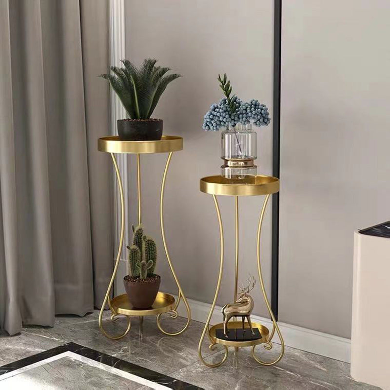 Iron Round 2-Tier End Table
