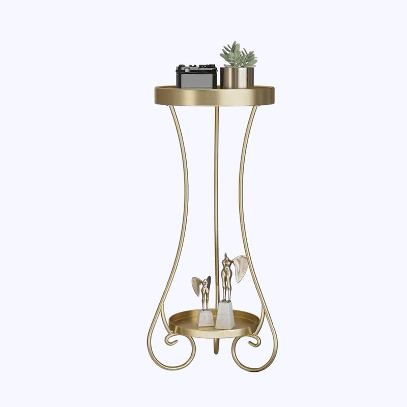 Iron Round 2-Tier End Table
