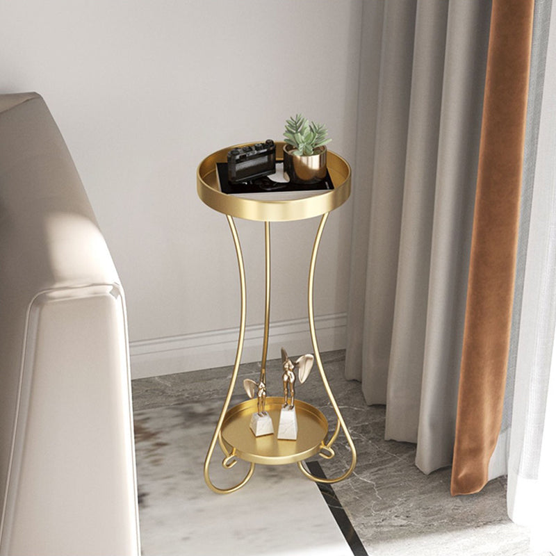 Iron Round 2-Tier End Table
