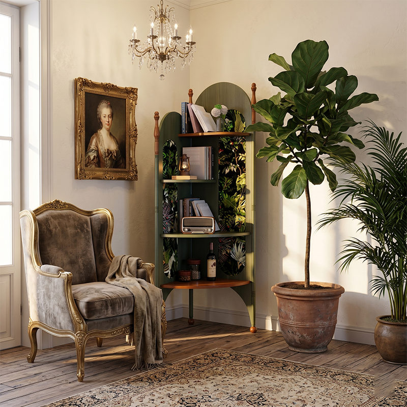 Ash Wood Corner Bookshelf & Room Divider