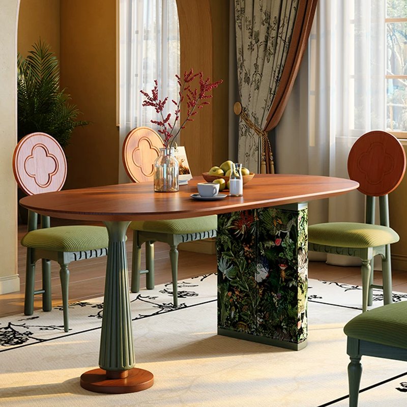 Ash Wood French Oval Dining Table