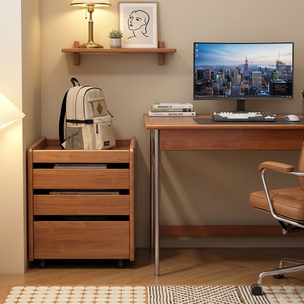 Nordic Pine Wood 3-Drawer Storage Cabinet