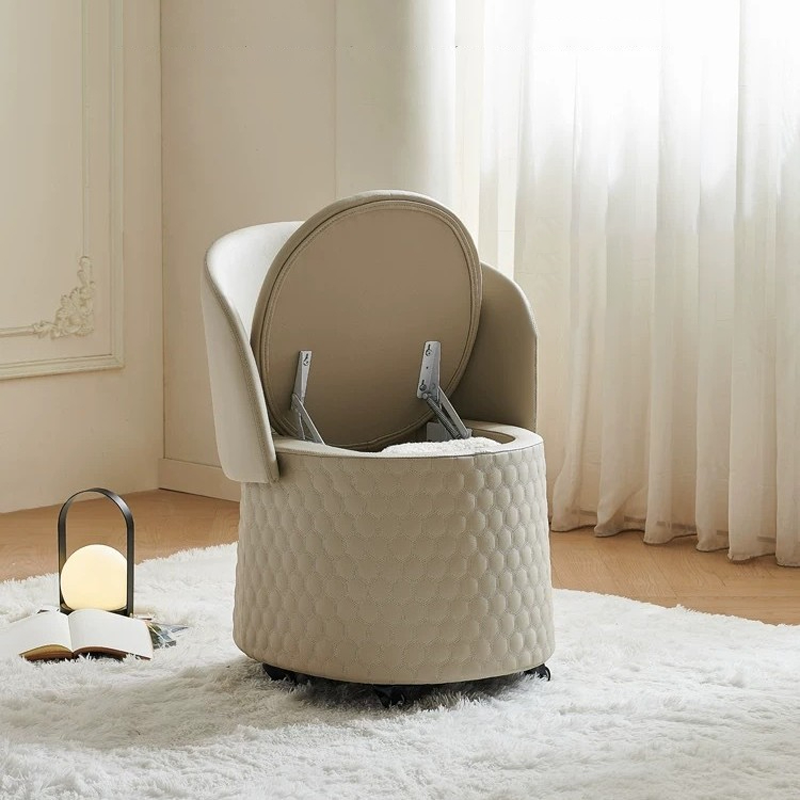 Arc Vanity Stool with Backrest & Storage
