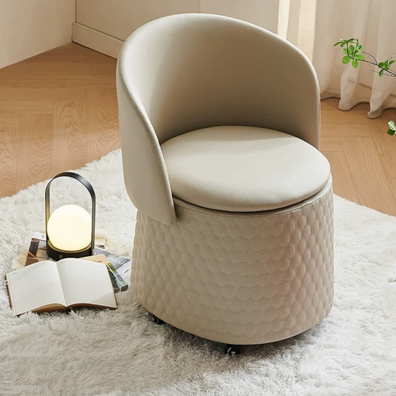 Arc Vanity Stool with Backrest & Storage