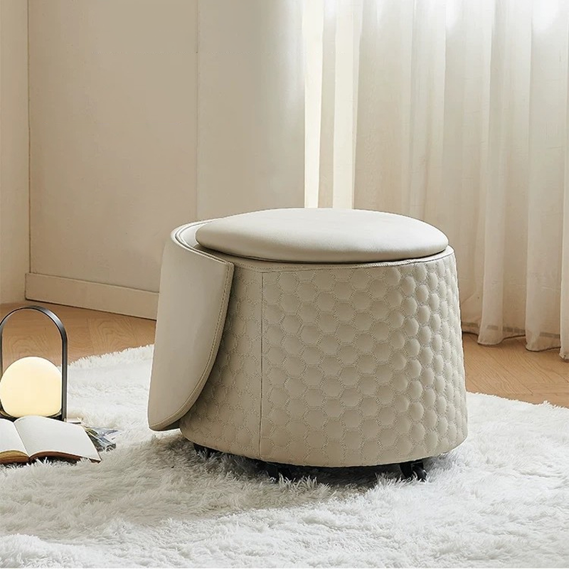 Arc Vanity Stool with Backrest & Storage