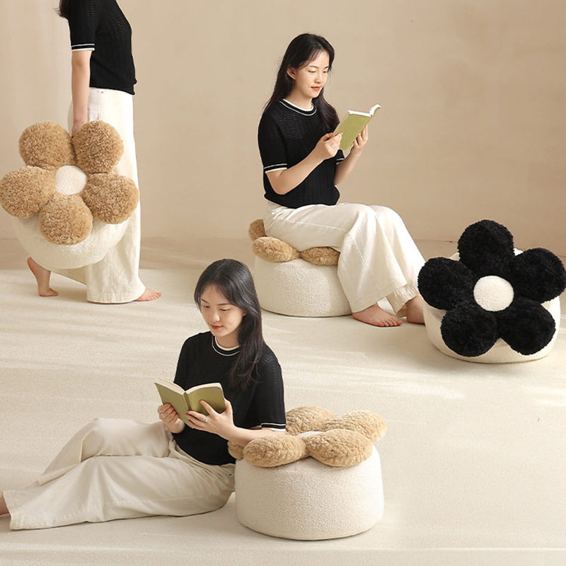 Nordic Teddy Fleece Petal Low Stool