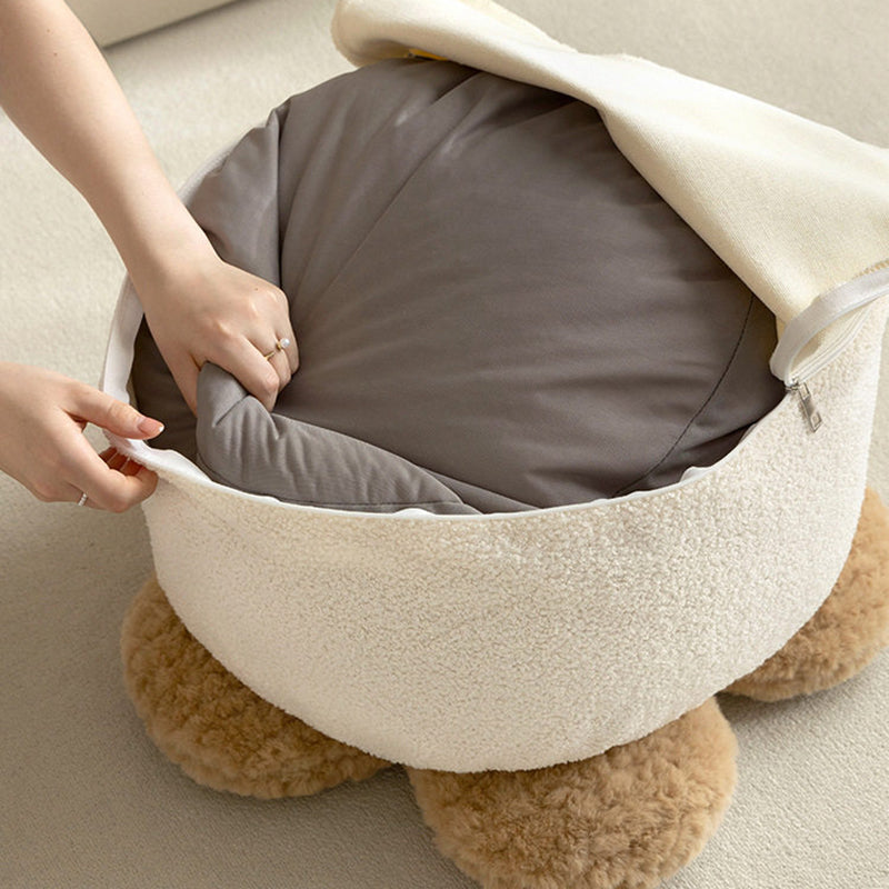 Nordic Teddy Fleece Petal Low Stool