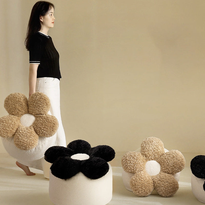Nordic Teddy Fleece Petal Low Stool