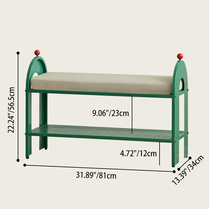 Nordic Iron PU Leather Arched Shoe Bench