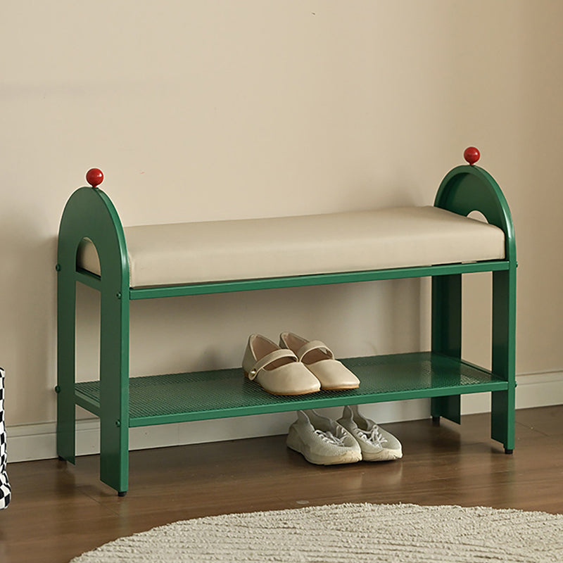 Nordic Iron PU Leather Arched Shoe Bench