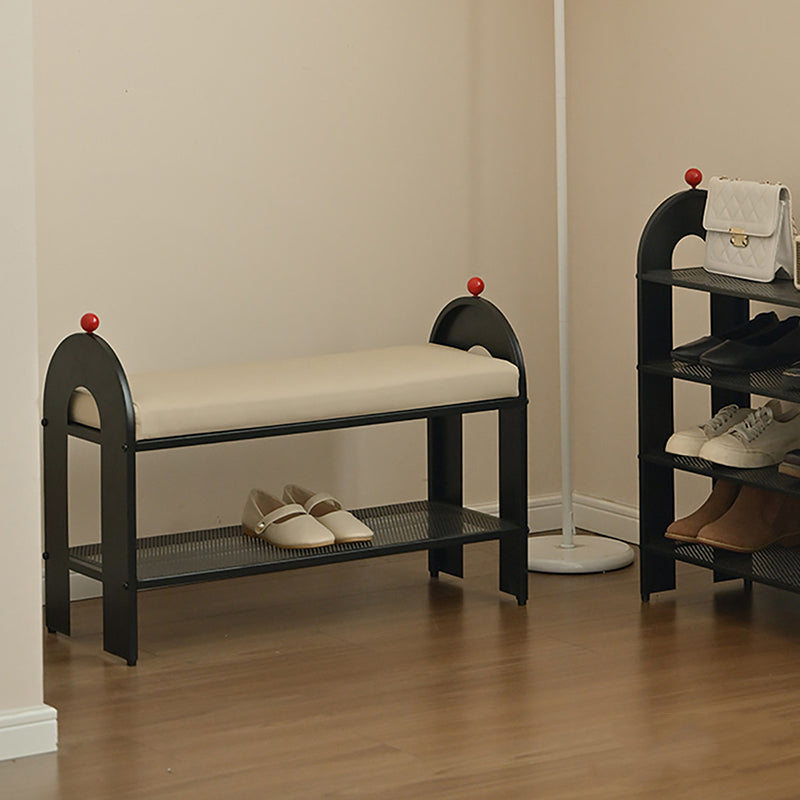 Nordic Iron PU Leather Arched Shoe Bench