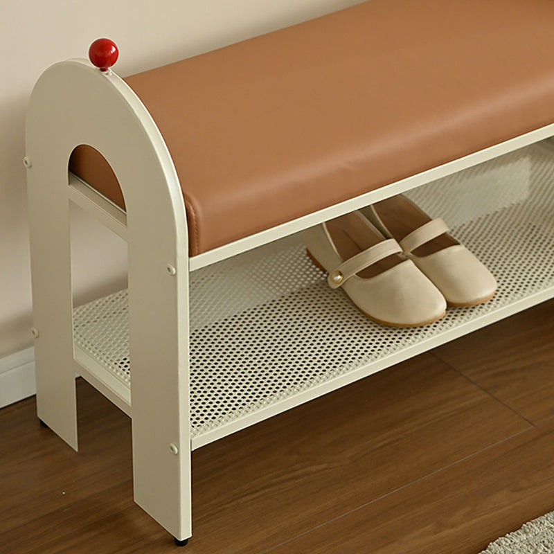 Nordic Iron PU Leather Arched Shoe Bench