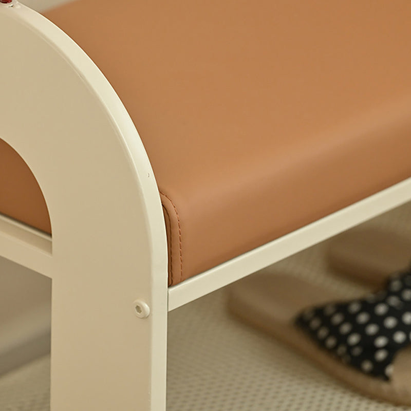 Nordic Iron PU Leather Arched Shoe Bench