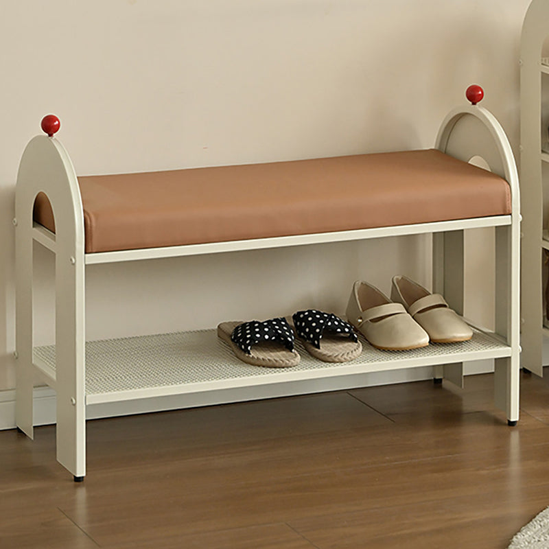 Nordic Iron PU Leather Arched Shoe Bench