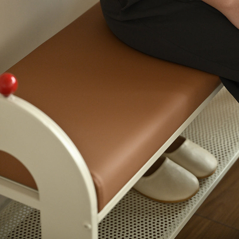 Nordic Iron PU Leather Arched Shoe Bench