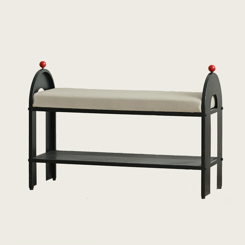 Nordic Iron PU Leather Arched Shoe Bench
