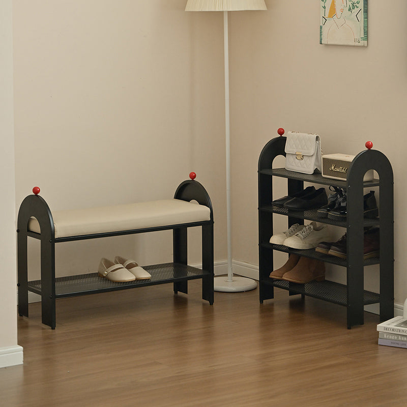 Nordic Iron PU Leather Arched Shoe Bench