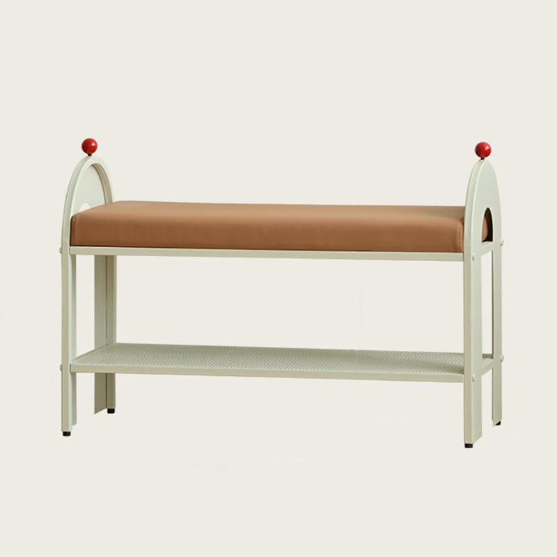 Nordic Iron PU Leather Arched Shoe Bench