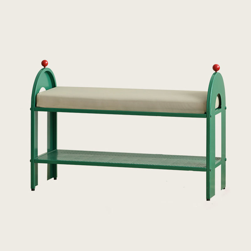 Nordic Iron PU Leather Arched Shoe Bench