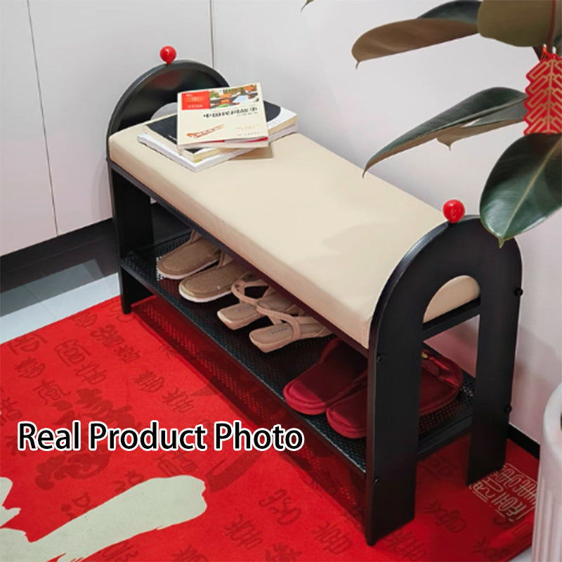 Nordic Iron PU Leather Arched Shoe Bench