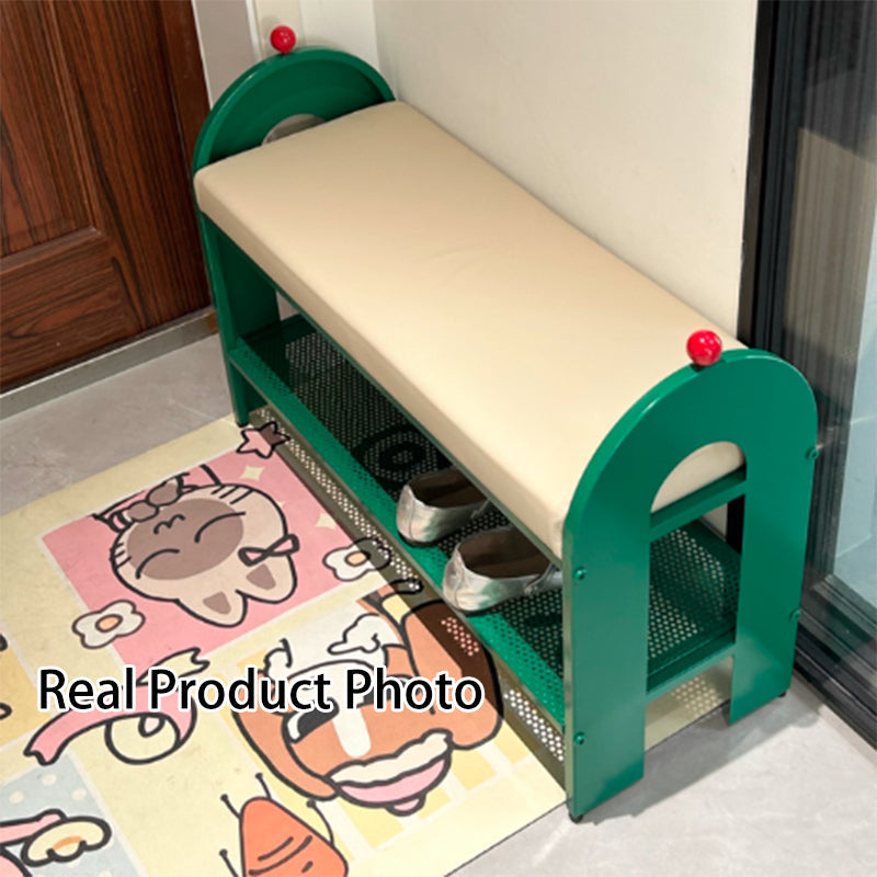 Nordic Iron PU Leather Arched Shoe Bench