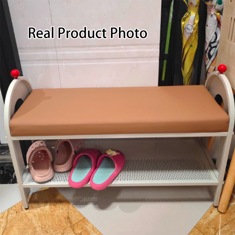 Nordic Iron PU Leather Arched Shoe Bench