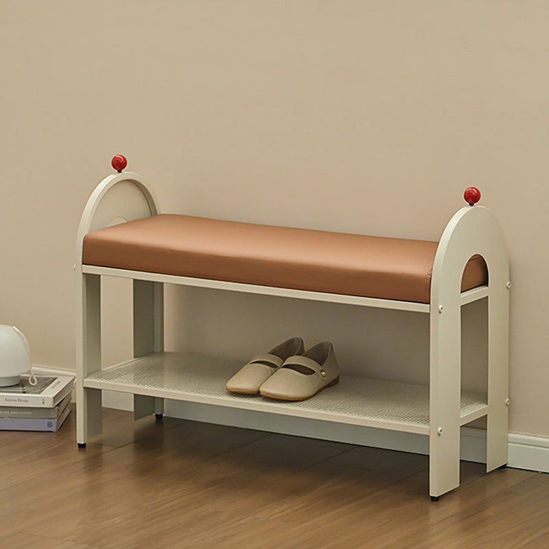 Nordic Iron PU Leather Arched Shoe Bench