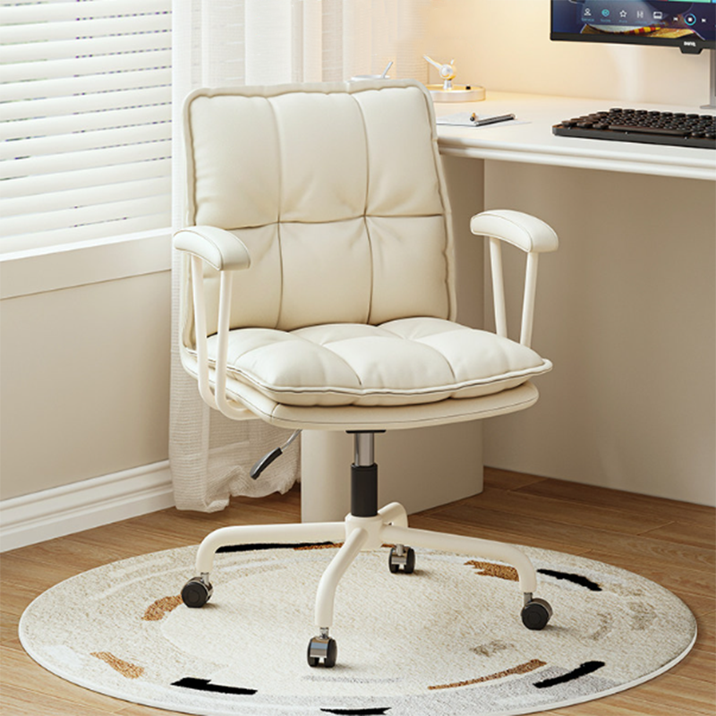 Ergonomic L-Shaped Leather Desk Chair
