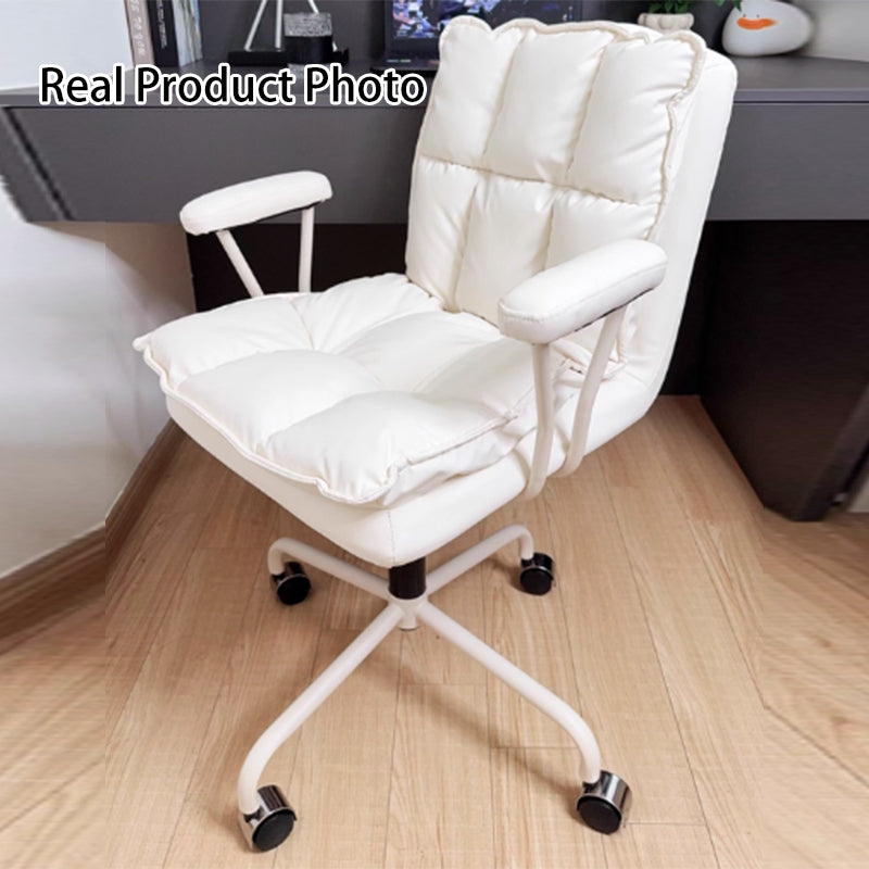 Ergonomic L-Shaped Leather Desk Chair
