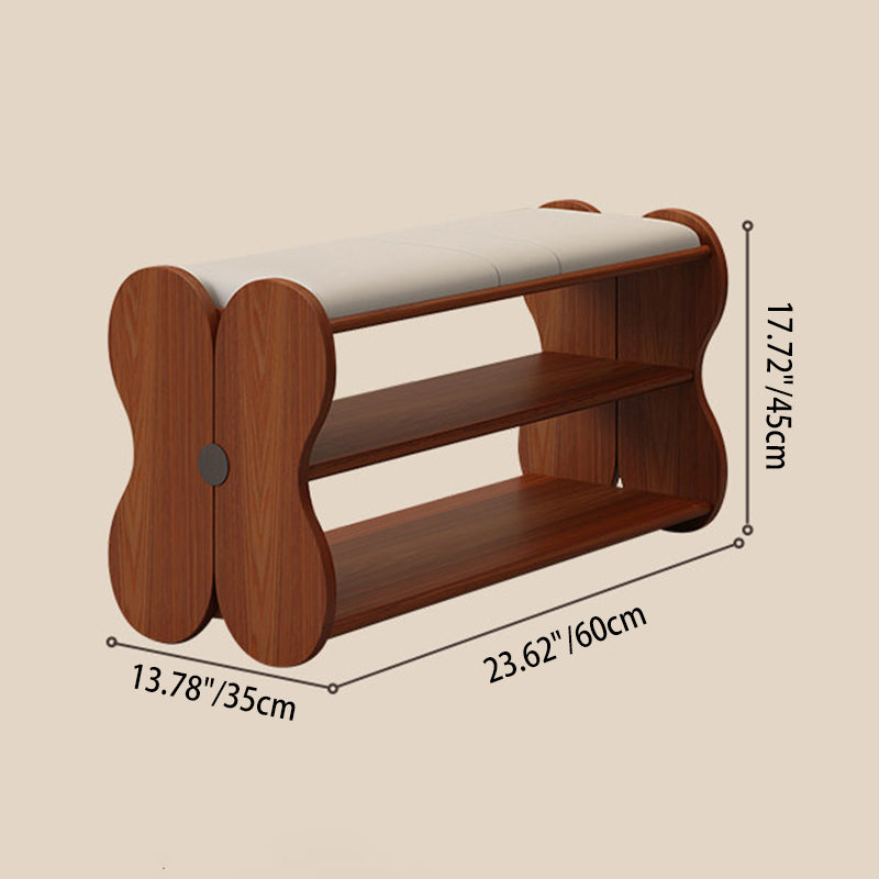 French PU Leather Shoe Bench, 2-Tier Storage