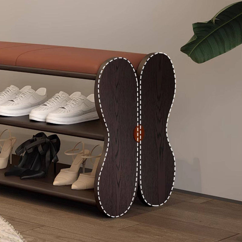 French PU Leather Shoe Bench, 2-Tier Storage
