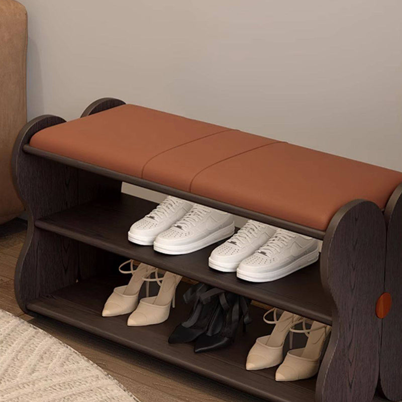 French PU Leather Shoe Bench, 2-Tier Storage