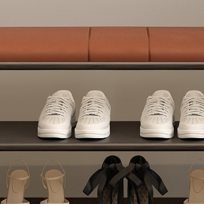 French PU Leather Shoe Bench, 2-Tier Storage