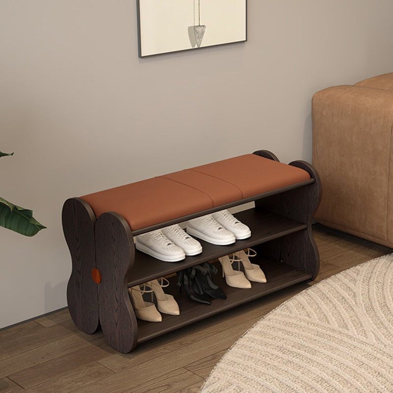 French PU Leather Shoe Bench, 2-Tier Storage