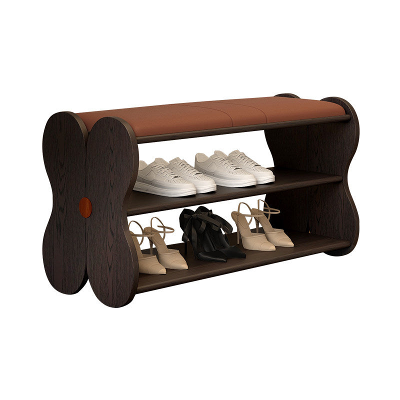 French PU Leather Shoe Bench, 2-Tier Storage