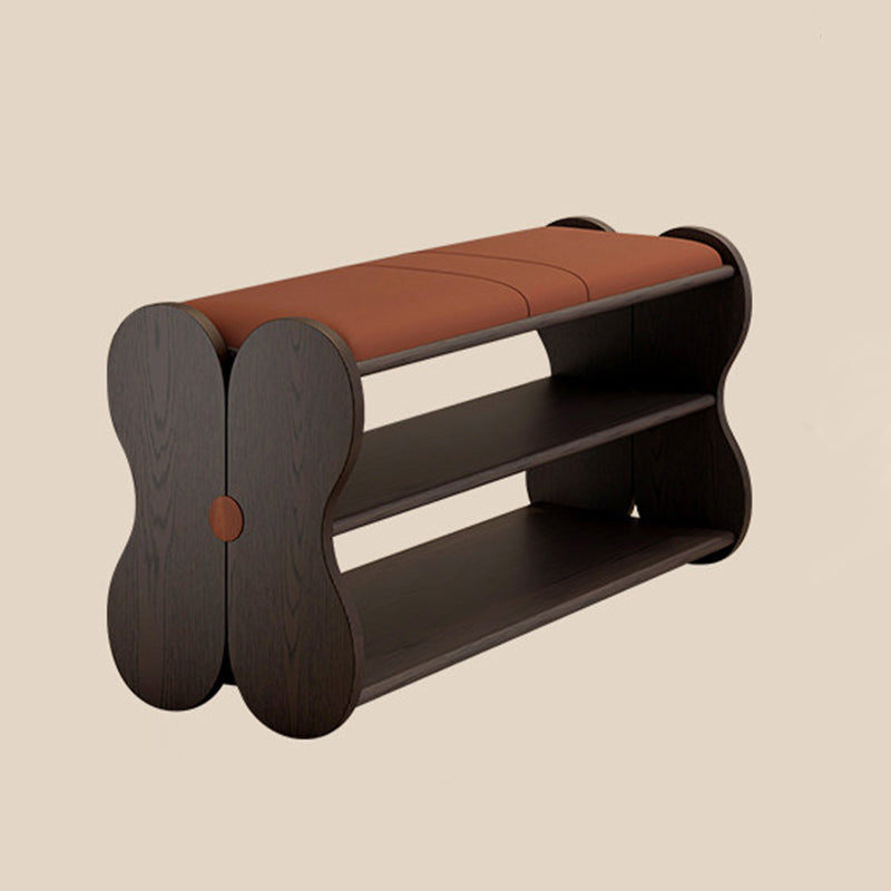 French PU Leather Shoe Bench, 2-Tier Storage