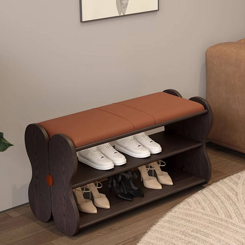 French PU Leather Shoe Bench, 2-Tier Storage