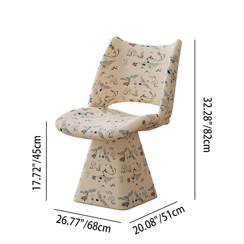 Rotatable Fabric Vanity Stool with Backrest
