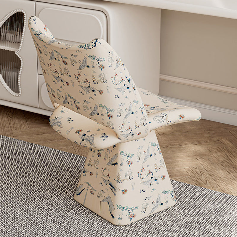 Rotatable Fabric Vanity Stool with Backrest