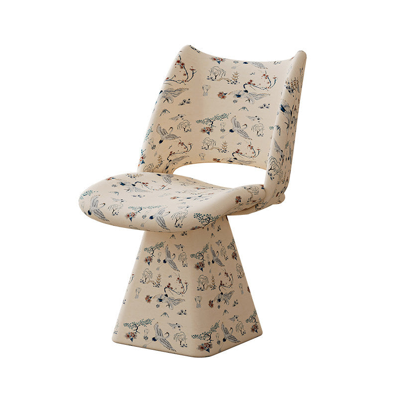 Rotatable Fabric Vanity Stool with Backrest