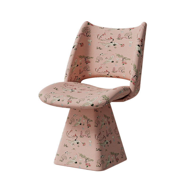 Rotatable Fabric Vanity Stool with Backrest