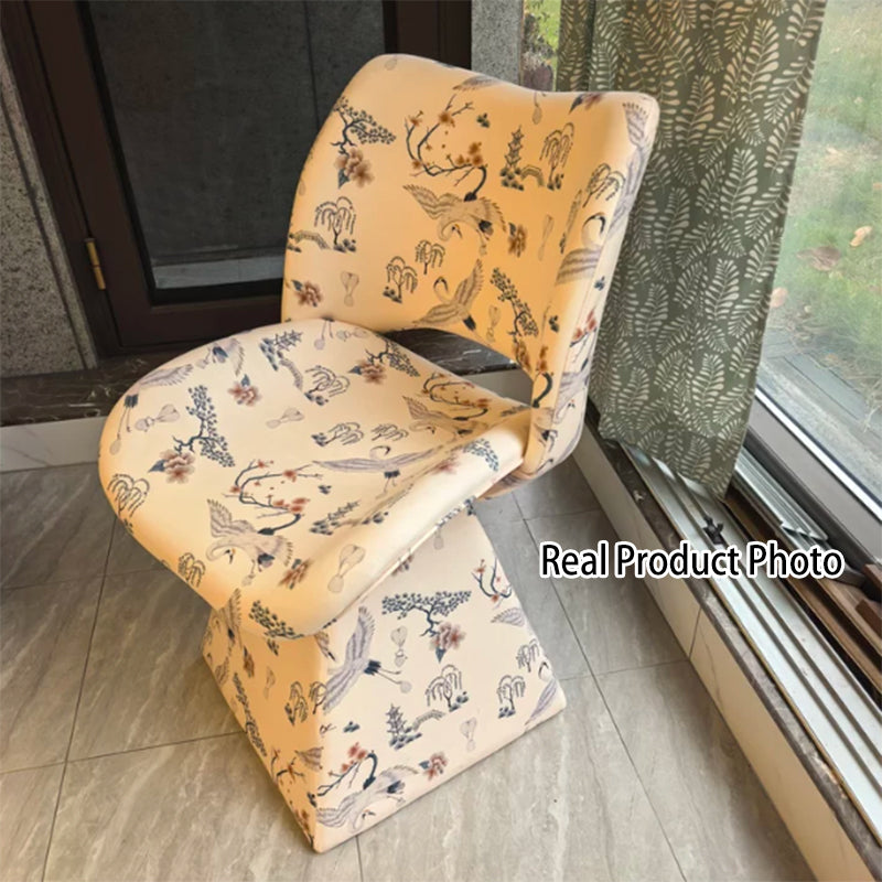 Rotatable Fabric Vanity Stool with Backrest