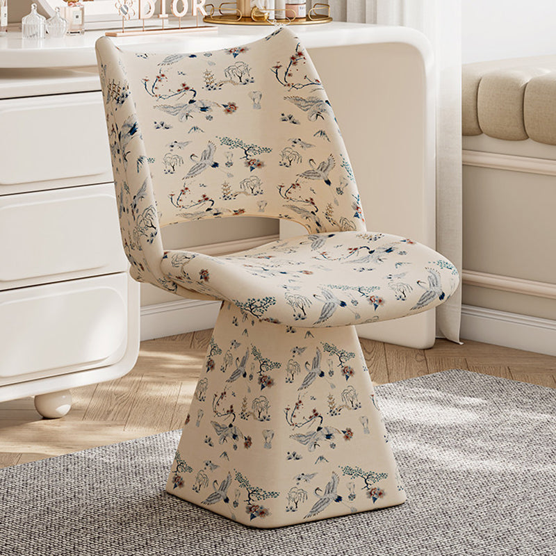Rotatable Fabric Vanity Stool with Backrest