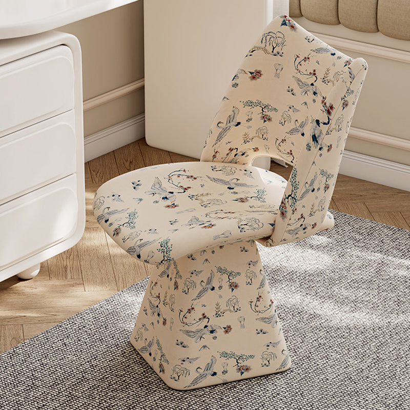 Rotatable Fabric Vanity Stool with Backrest