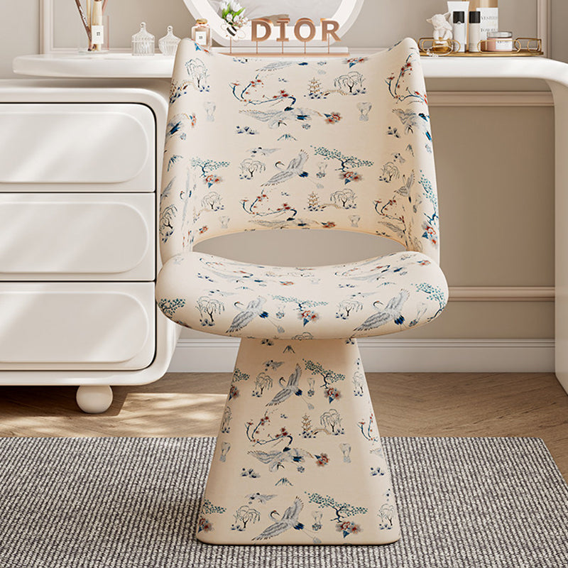 Rotatable Fabric Vanity Stool with Backrest