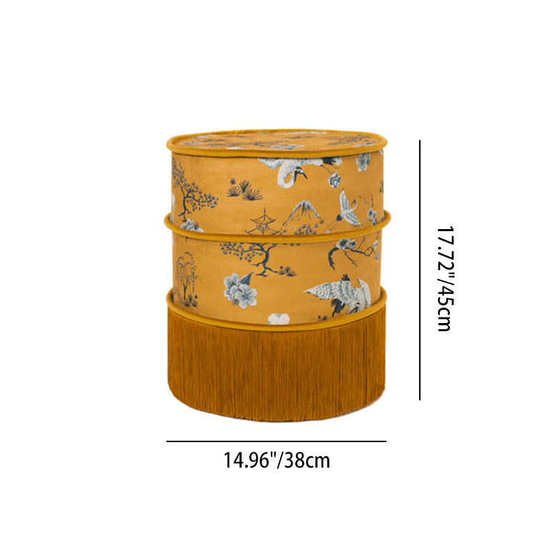 Chinese Chenille Pine Wood Vanity Stool