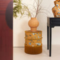Chinese Chenille Pine Wood Vanity Stool