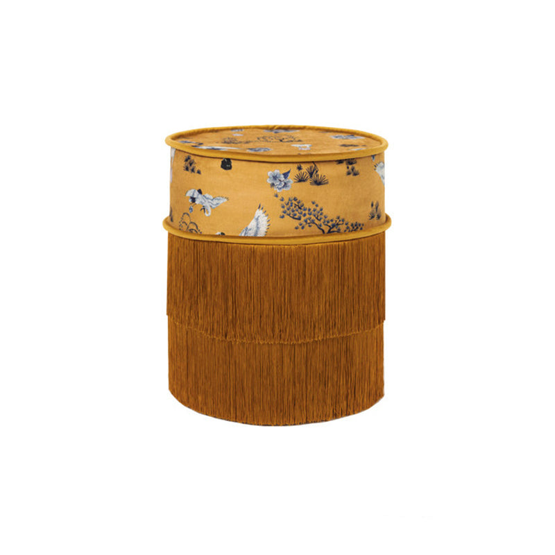Chinese Chenille Pine Wood Vanity Stool