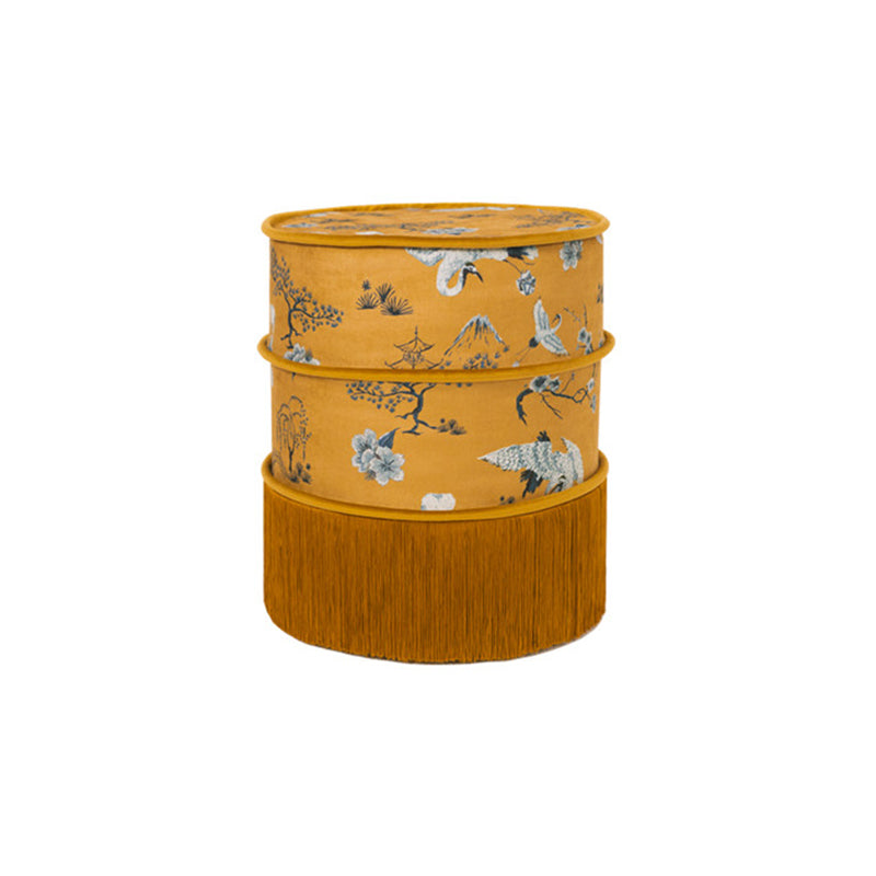 Chinese Chenille Pine Wood Vanity Stool