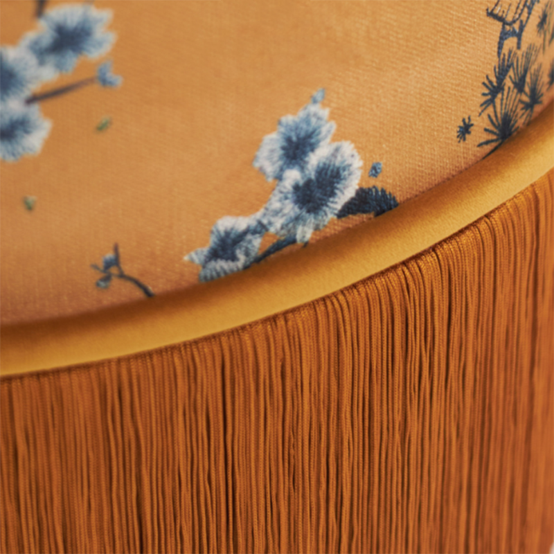 Chinese Chenille Pine Wood Vanity Stool